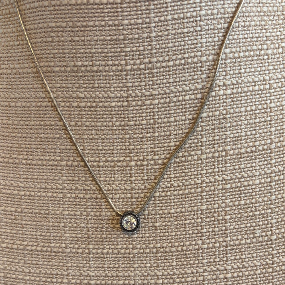 Chico's Gold-Tone Solitaire Necklace with Clear Stone